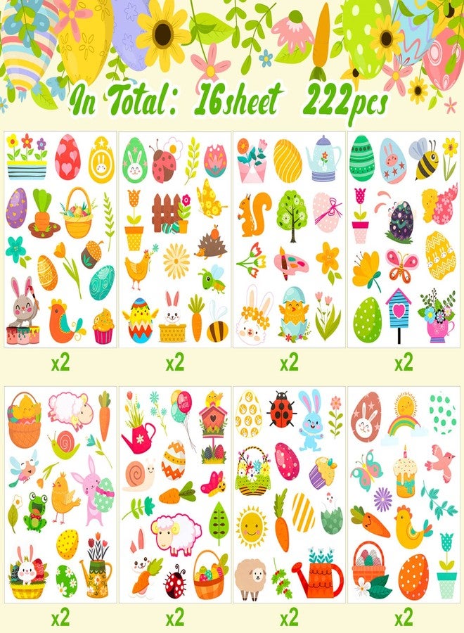 ZHBDMGK Happy Easter Stickers for Kids, 222Pcs Cute Easter Egg Bunny Carrot Stickers for Scrapbooking DIY Phone Diary, Easter Gift, Party Supplies Classroom Reward - Image 2